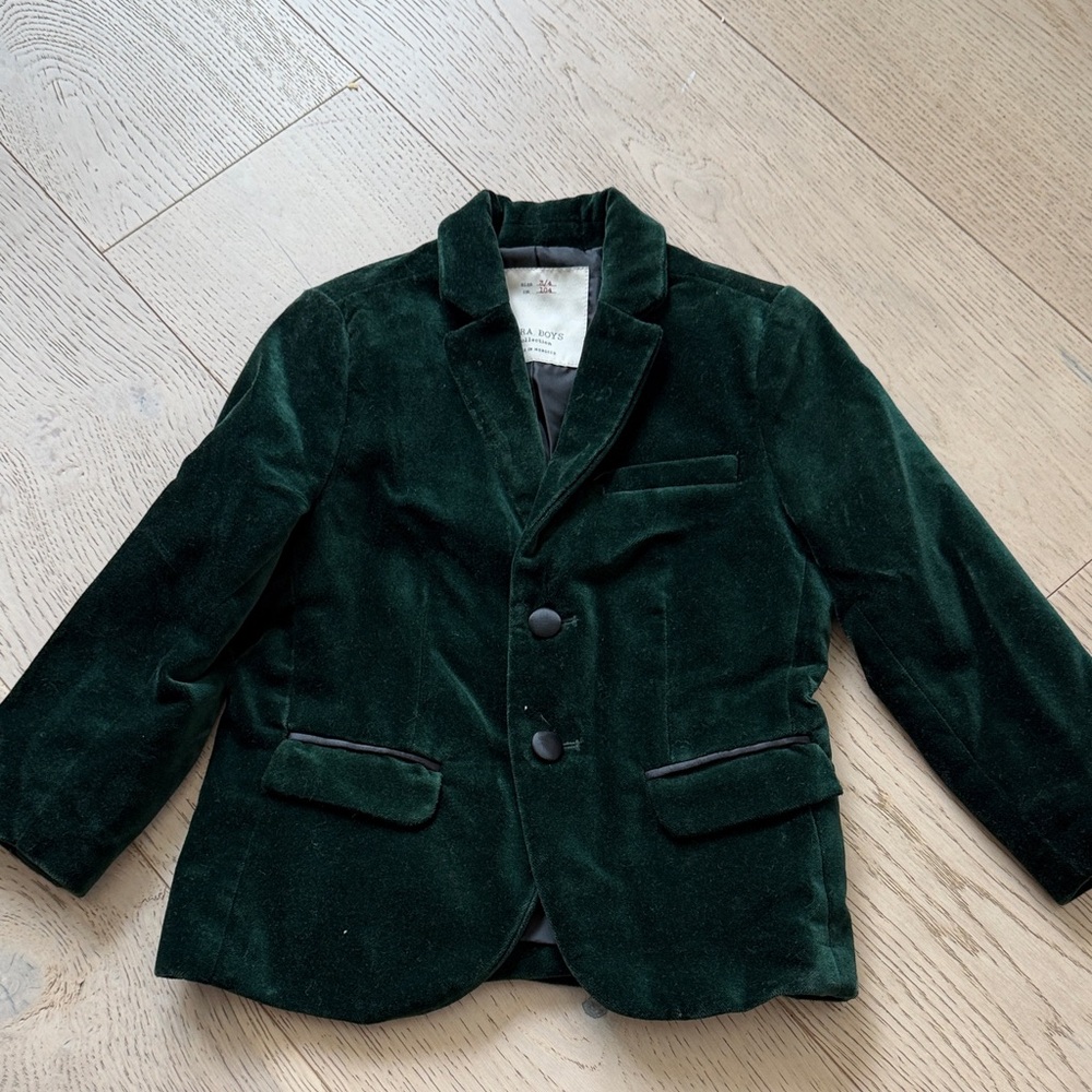 Zara Kids Dark Green Velvet Blazer